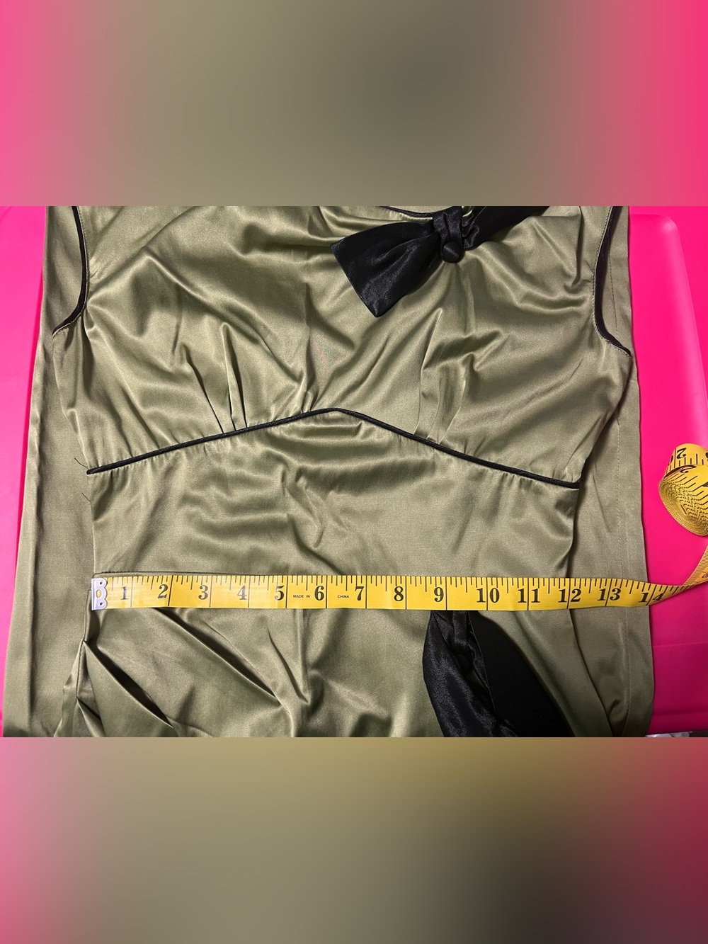 Stop Staring Green Timeless Satin Bow Dress - Picture 13 of 13